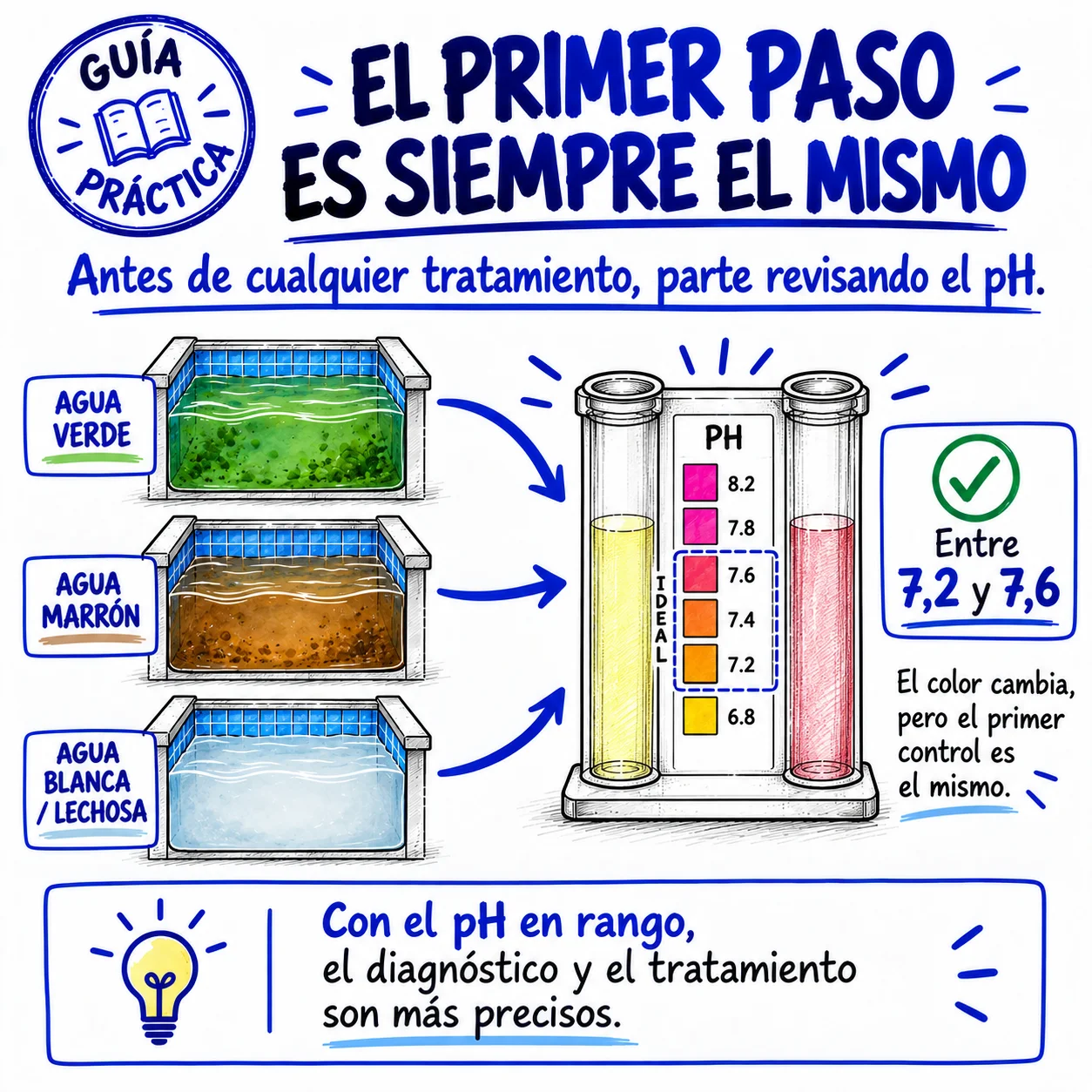 El primer paso siempre es revisar el pH, sin importar el color