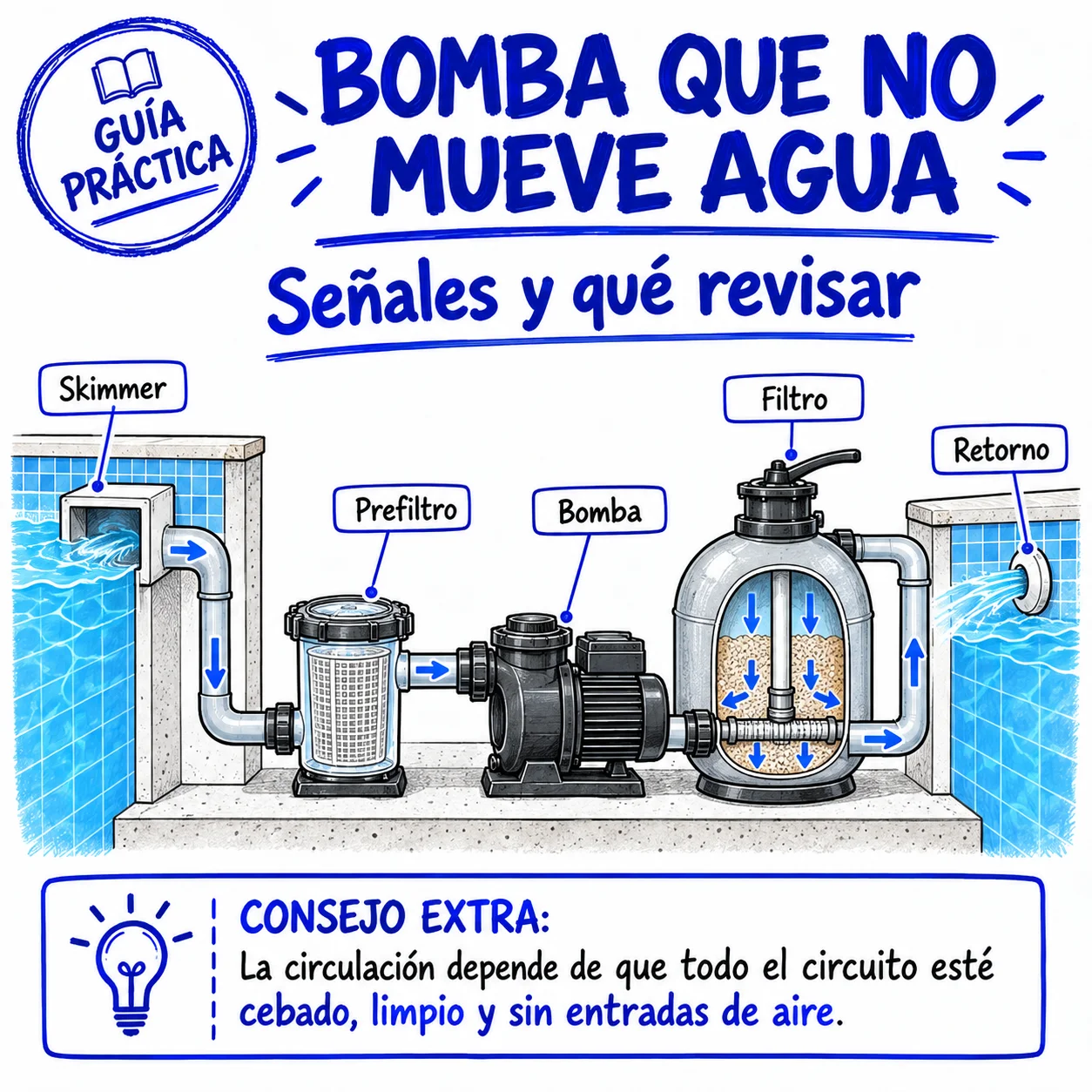 Bomba que no mueve agua: señales y qué revisar