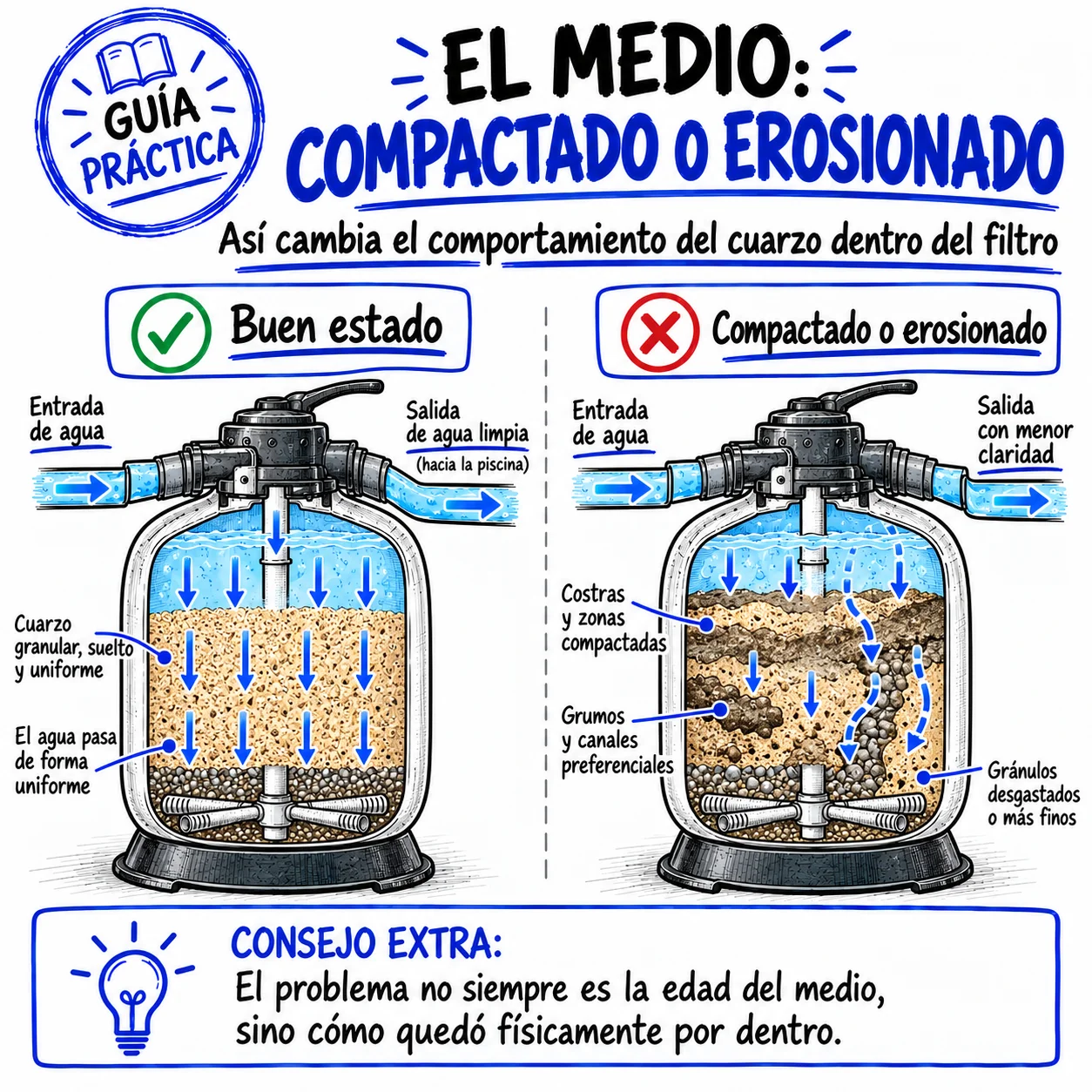 El medio: compactado o erosionado, comparado con el buen estado