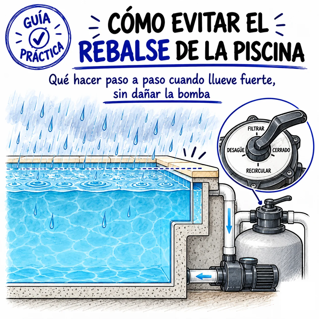 Cómo evitar el rebalse de la piscina cuando llueve