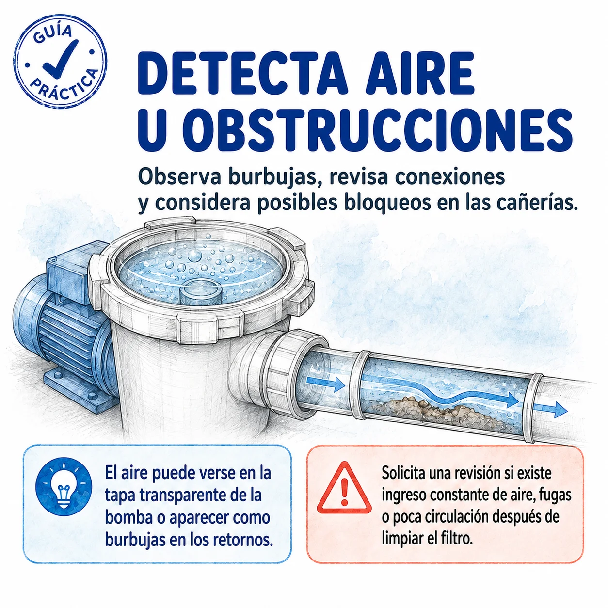 Detectar aire u obstrucciones en la línea