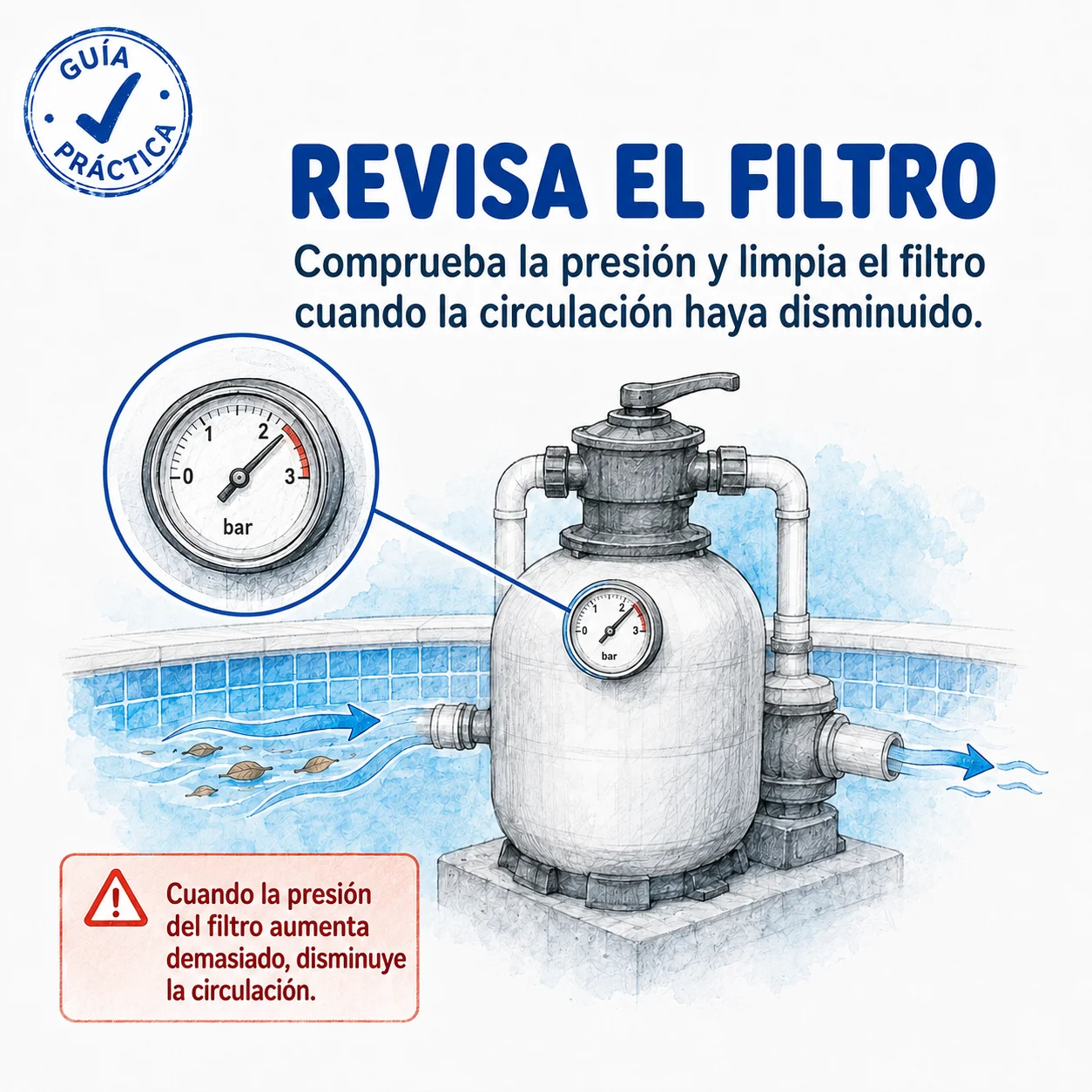 Revisión de presión y limpieza del filtro