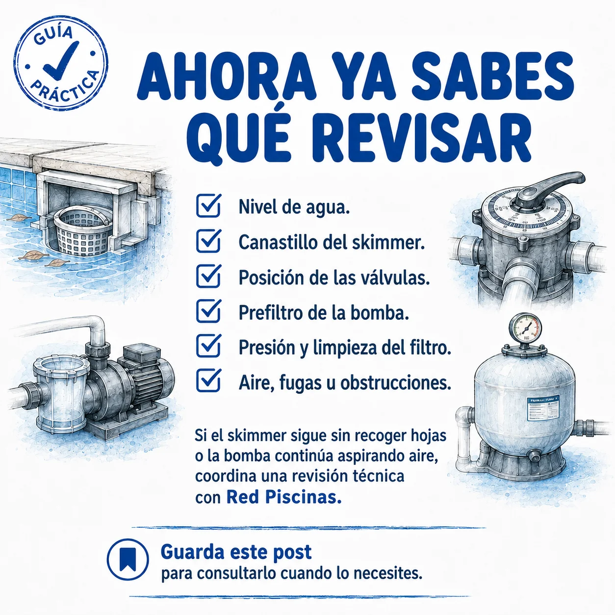 Resumen: qué revisar en el skimmer y el sistema de succión